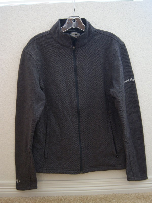 iQ PEARL iZUMi men's medium unlined gray patterned jacket, pockets,acrylic blend