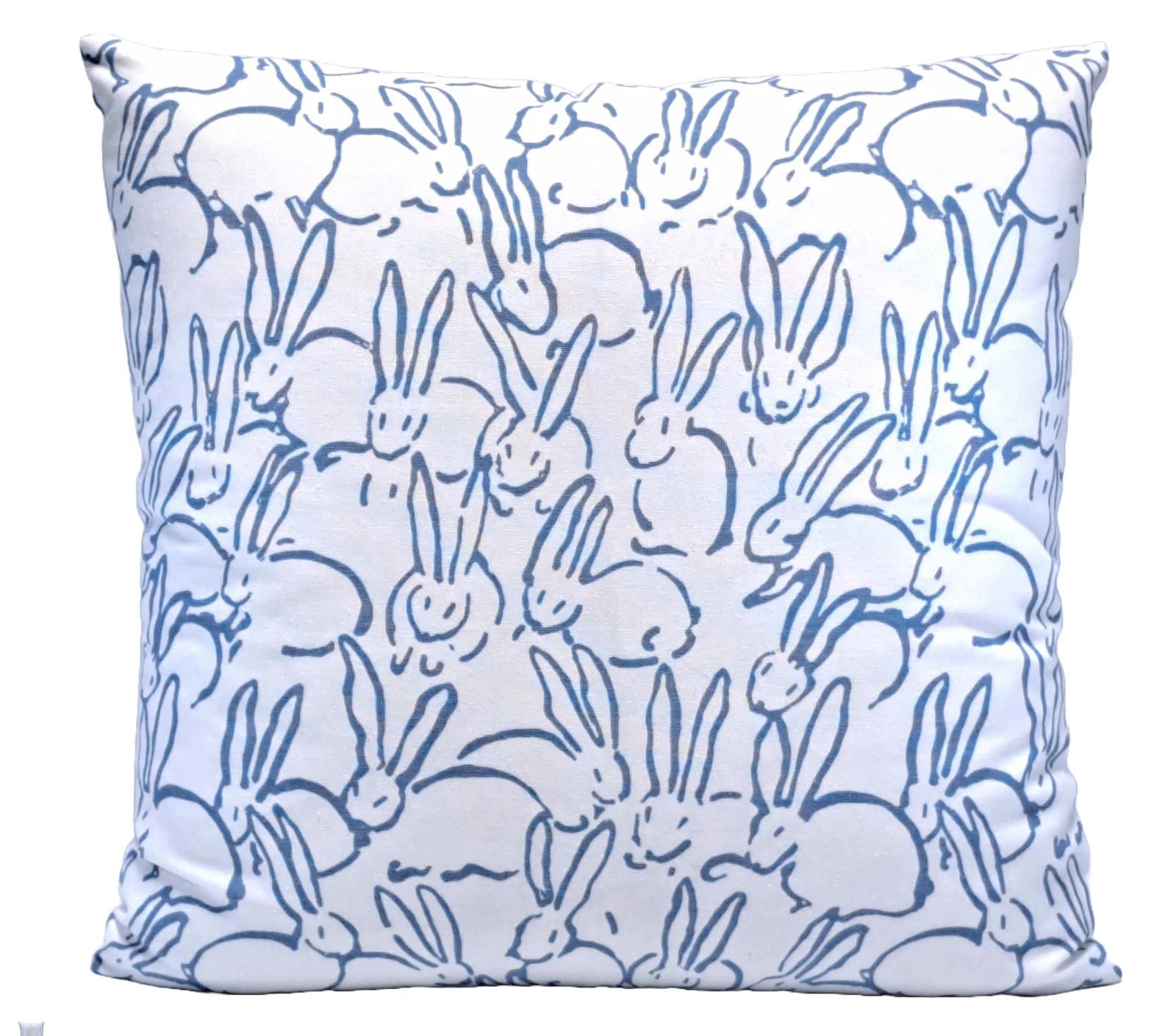 Bunny Rabbits Weathered Blue Decorative 18'' Throw Pillow Cover Cotton