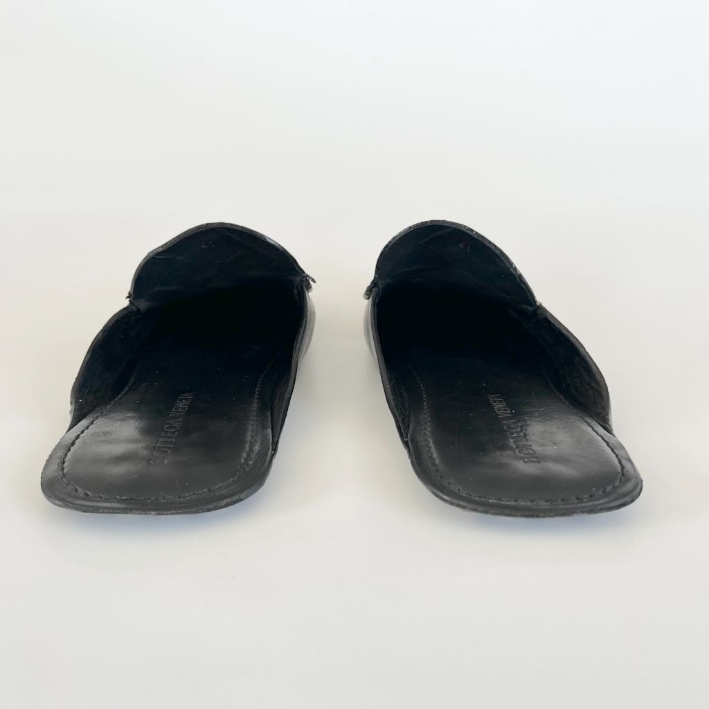 靴 BOTTEGA VENETA fur slipper 41 Bottega Veneta black large woven slippers EU 41 | eBay