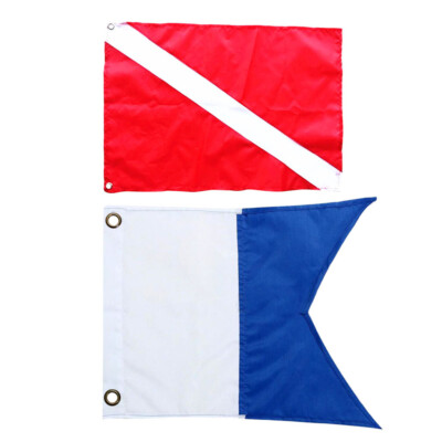 2 Stück Diver Down Flag, Außenflaggen, Tauchflagge, Maritime Signalflaggen