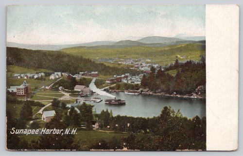 Sunapee Harbor New Hampshire Steamboats Scenic View Undivided Back Postcard