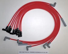 PONTIAC FIREBIRD & BONNEVILLE 1982-1986 5.0L 305 8mm RED SPARK PLUG WIRES - USA
