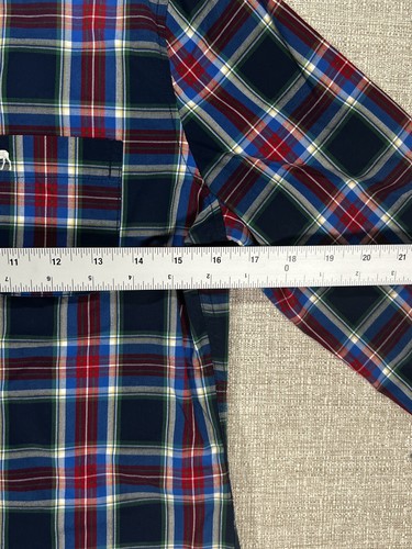 Abercrombie Fitch Shirt Kids Small Blue Red Plaid Button Up Collar Logo - Picture 7 of 10