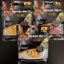 3-Pack NATHAN Lock Laces Elastic Shoelace No-Tie Fastening White Red Yellow NEW
