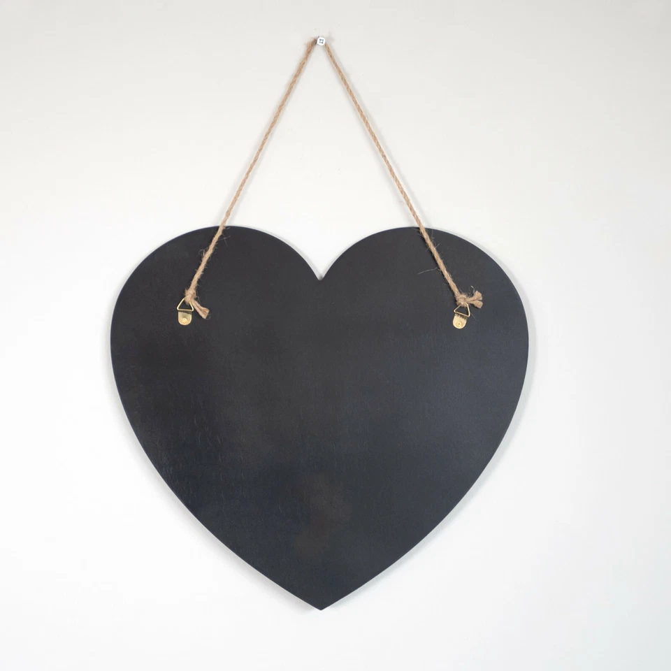 Vintage Hanging Heart Chalk Memo Black Board Home Wedding Decor Kitchen Office - Image 4 of 4
