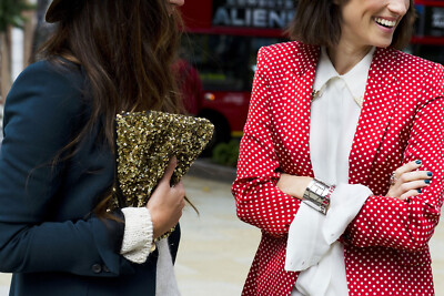 A248 ZARA WOMAN BLAZER RED POLKA DOT SILK FEEL LINED