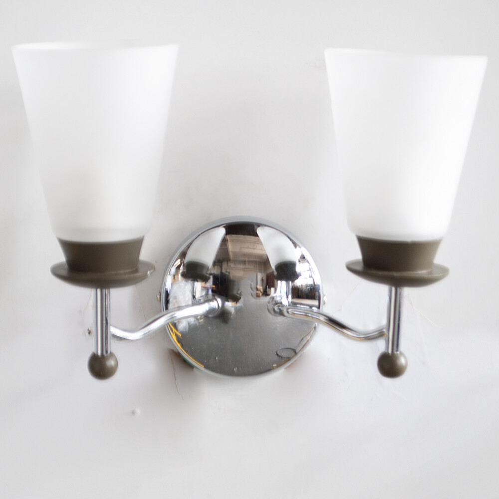 Litecraft Wall light 2 Arm With Frosted Glass Shades - Polished Chrome Clearance