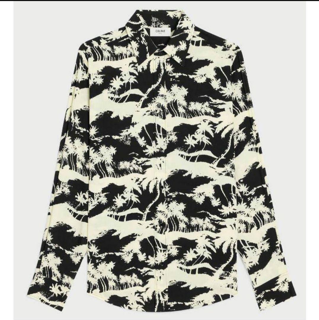 CELINE Rayon Loose Shirt 23SS Palm & Tiger Print monotone CELINE Rayon Loose Shirt 23SS Palm & Tiger Print monotone