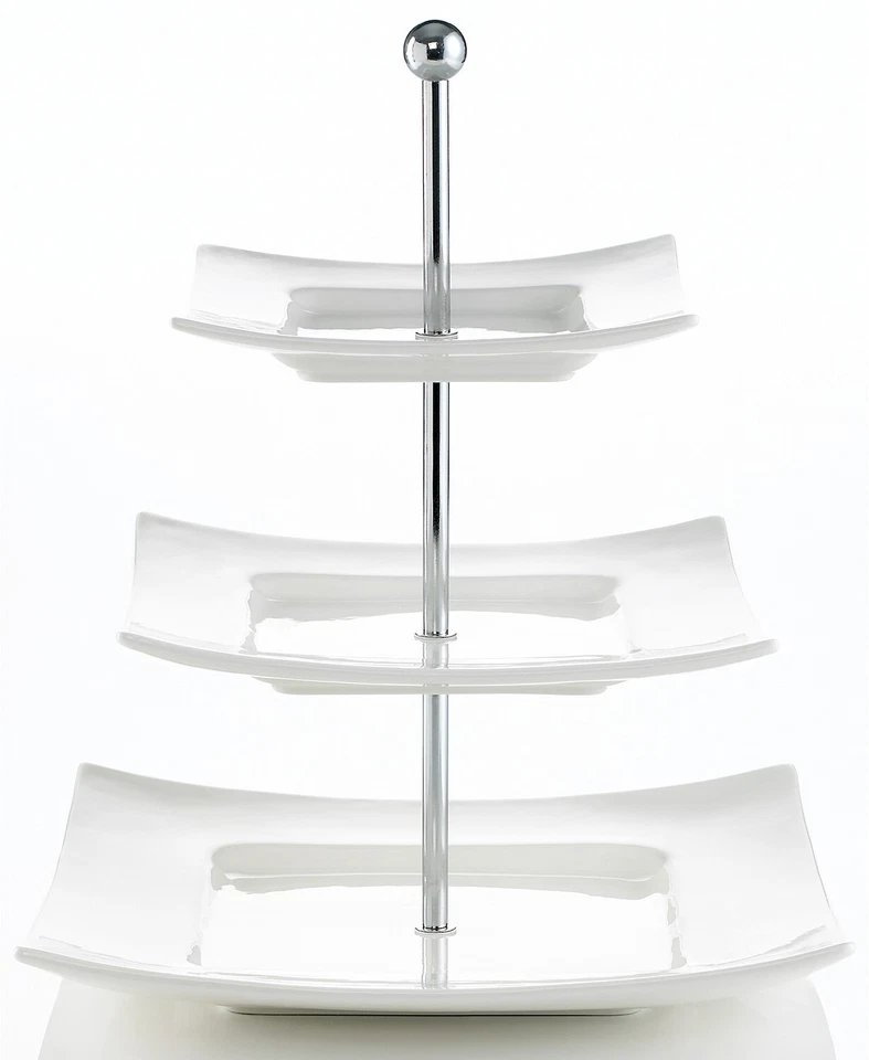 Godinger 265669 Piazza 3 Tier Square Layered Server White - Image 2 of 2