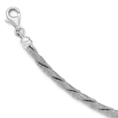Sterling Silver 4mm Fancy Textured and Twisted Chain Bracelet, Adj