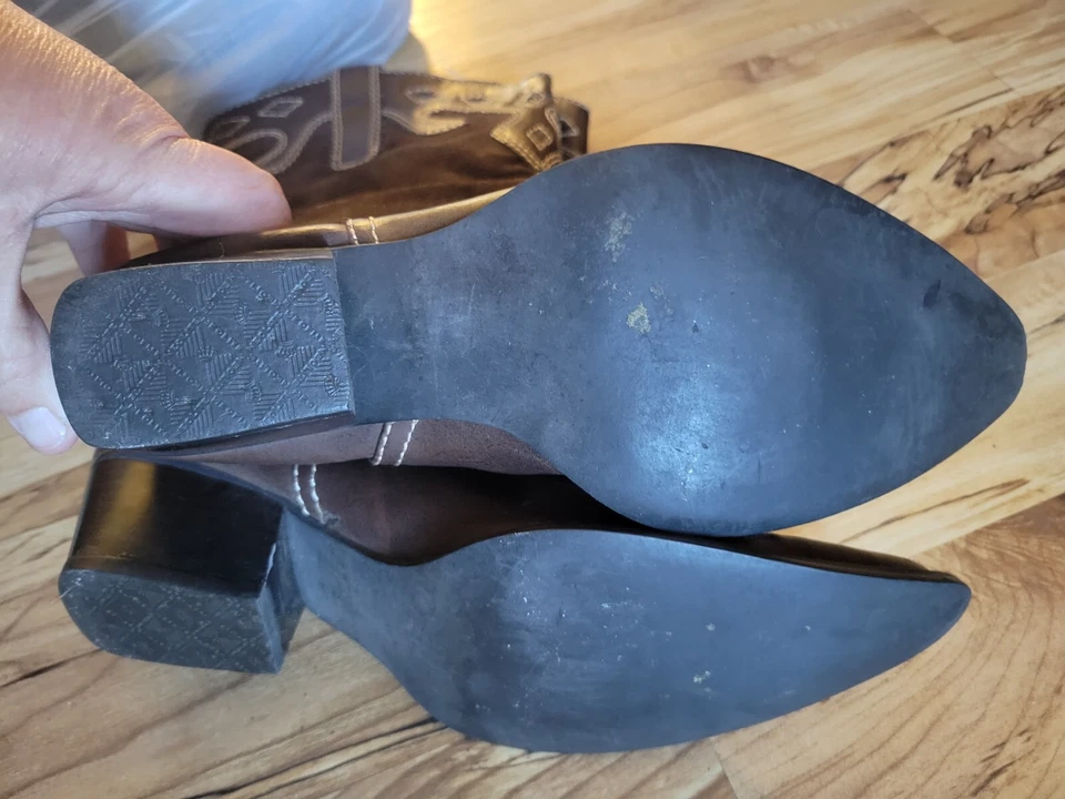 Rampage Rodina женщин Western ковбой сутулиться ботинки коричневой кожи замши 8,5 - Изображение 4 из 4