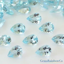 Natural Aquamarine Pear blue Faceted 7x5 mm to 9x6 mm Loose gemstone AA Quality