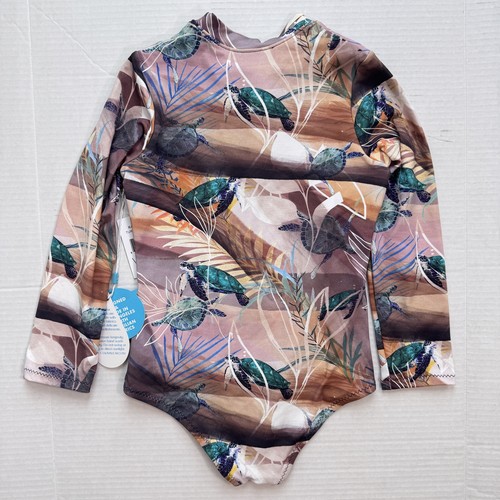 WET Swimsuit Girls 7Y Turtle Print Long Sleeve One Piece Rash Guard UPF 50+ NWT - Picture 4 of 8