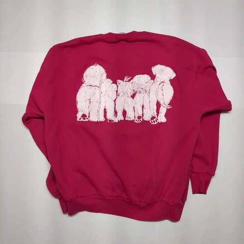 Jerzees doppelseitig Hund Welpen Sweatshirt Magenta Größe XL Vintage 1990er Jahre süß - Bild 4 von 10
