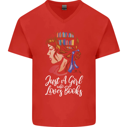 Ein Mädchen Wer Loves Bücher Bücherwurm Lesen Herren V-Neck Baumwolle - Picture 18 of 31