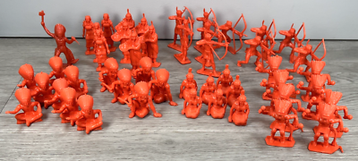 #ad #ad Marx Toys Fort Apache 1977 Lot of 48 Red Orange Native American Indians $44.99