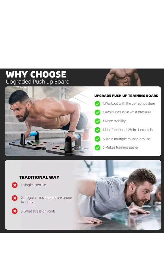 28 in 1 Push Up Rack Board System Fitness Workout Train Home Gym Exercise Stands - Image 3 of 4