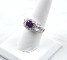 Sterling Silver 5.34 cttw Purple And Clear Cubic Zirconia Ring