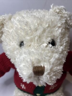 Dillards 2004 White Teddy Bear - Christmas Winter Plush Stuffed