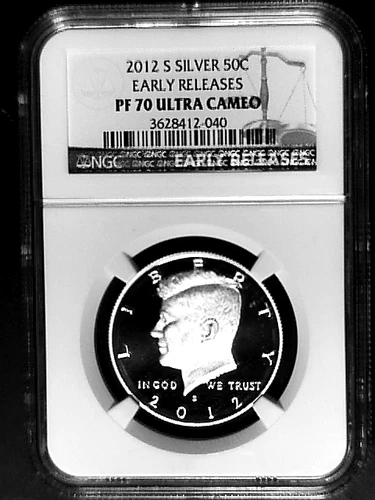2012 S SILVER 50C E R NGC PF 70 ULTRA CAMEO KENNEDY HALF DOLLAR BLUE LABEL 