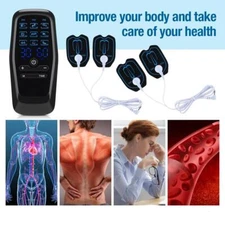 TENS EMS Muscle Stimulator Dual Output Massager Pain Relief + 5 Pad Sets