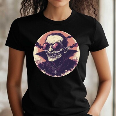Frauen T-Shirt Vampir mit Sonnenbrille Motiv Baumwolle Größe S bis 3XL