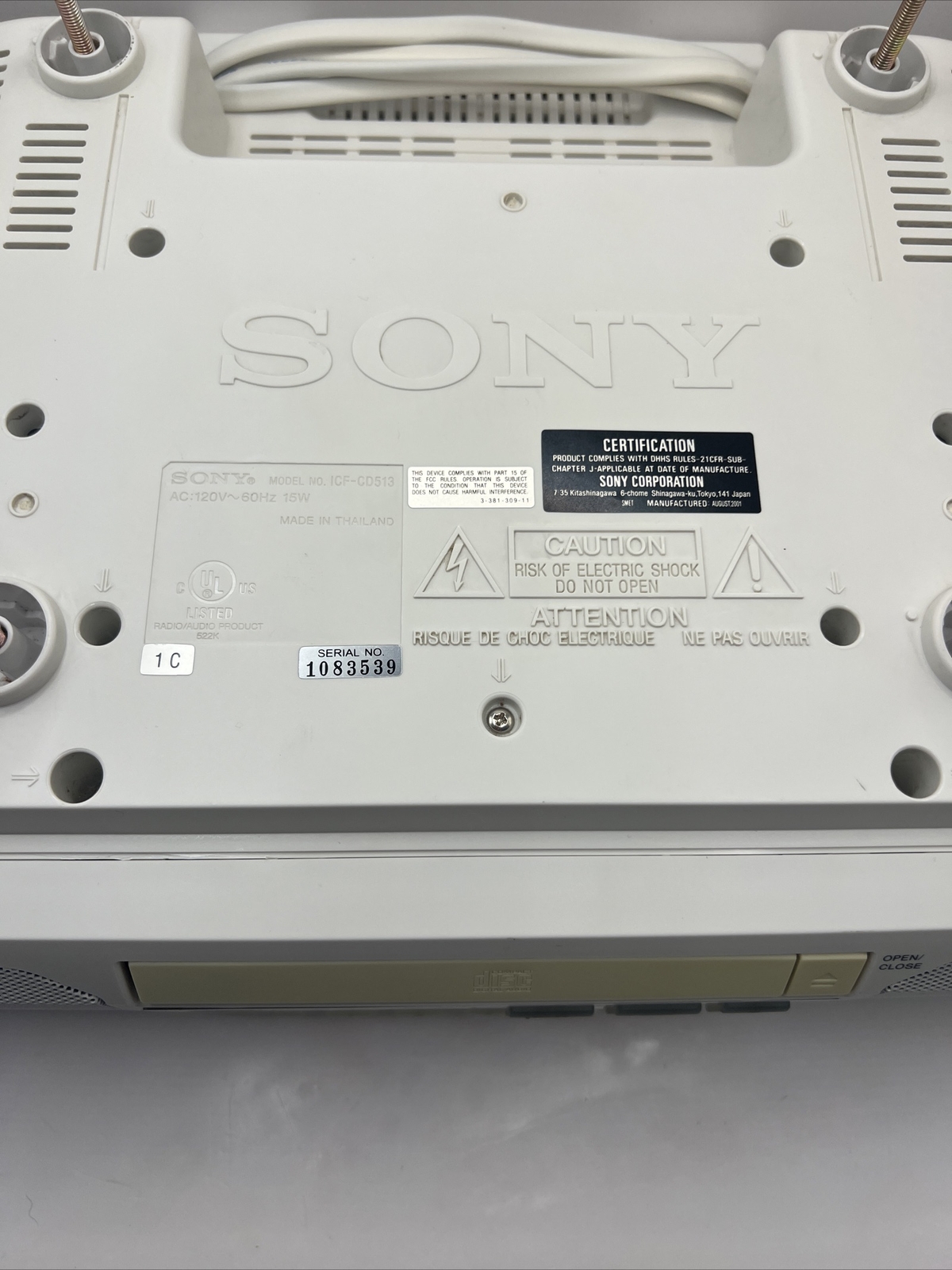 Sony Space Maker FM/AM CD Player Kitchen Clock Radio Under ICF