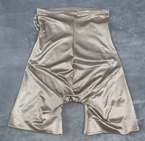 Vtg Shiny Nylon Spandex Long Leg Satin Shine Panty Girdle 2X Plus Hi Waist - Picture 2 of 5