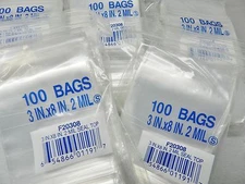 3" x 8" Zip Seal Lock Bags Reclosable Clear 2MIL 3x8 ZIP SEAL BAG Bulk 10,000 Pc