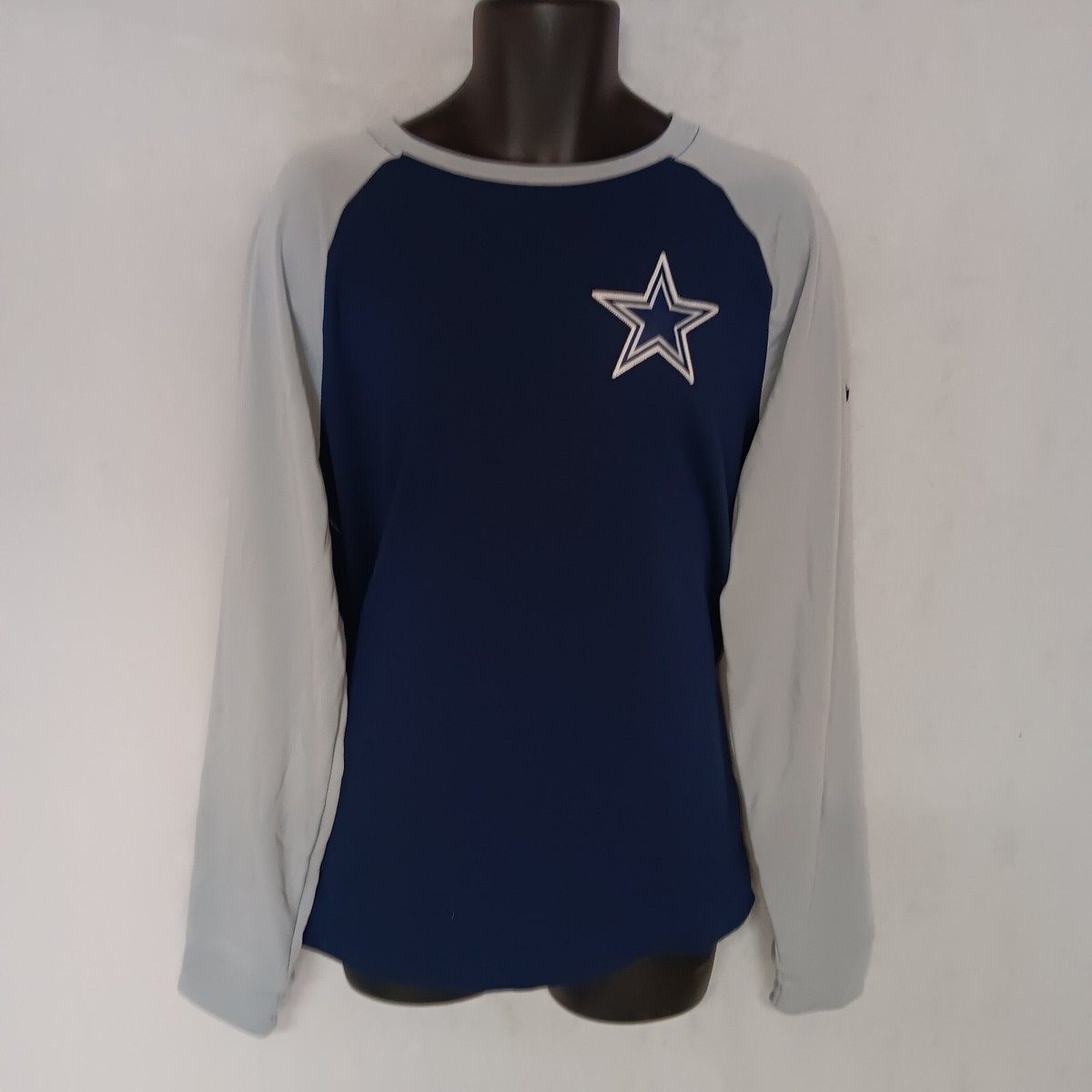 Nike Dallas Cowboys Pullover Shirt Large Blue Gray Long Sleeve Dri-Fit