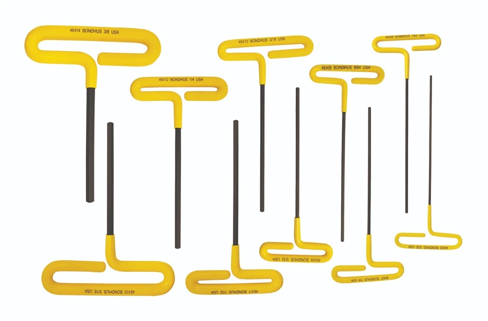 Bondhus Loop T Handle Hex Wrench Set SAE Standard 3/32-3/8in MADE IN USA 46438 - Image 2 of 4