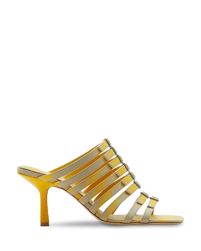 Burberry Step Check Sandals Women's 39/9US Yellow Green