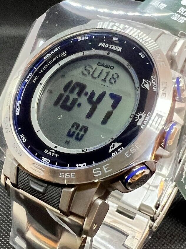 CASIO PRO TREK PRW-31YT-7JF Solar Atomic Radio Titanium Band Digital Men`s  Watch