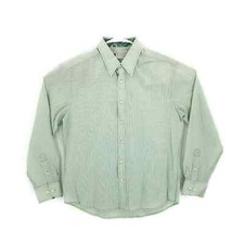 JC Los Angeles Striped Paisley Men Button Front LS Green Shirt Mitered LG