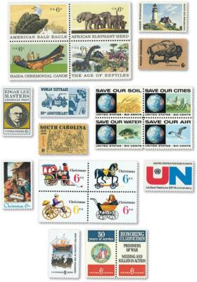 1970 COMPLETE YEAR SET OF MINT - MNH OG - VINTAGE U.S. POSTAGE STAMPS ...