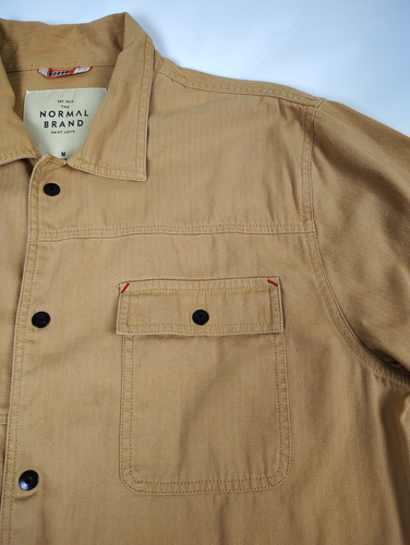 The Normal Brand Men's Jacket Size M Cotton Dark Beige Snap Front Lightweight - Picture 10 of 12