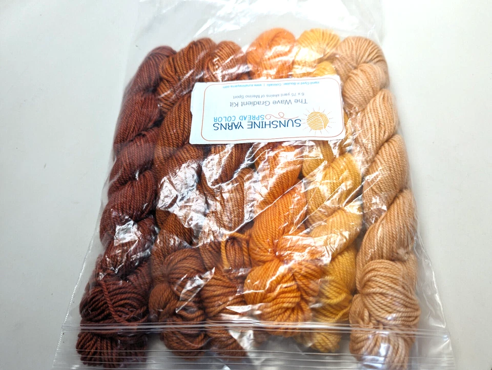 Gradient Sunshine Yarns 6 x 75 yard skeins Merino Sport The Wave Color Set - Image 2 of 2
