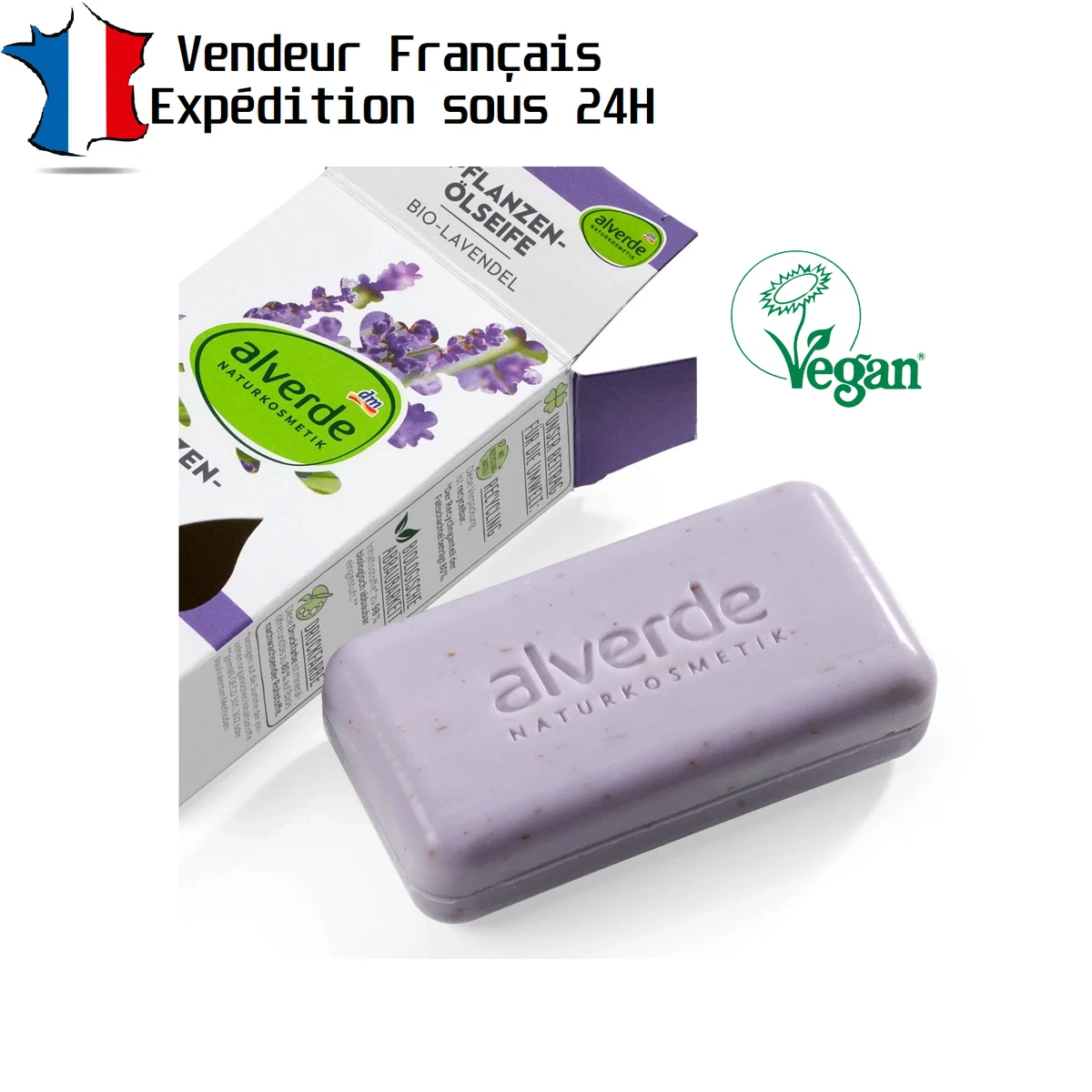 3 Savons à L'huile Végétale Lavande VEGAN Alverde | 100g Chacun | Neufs Rectangulaires