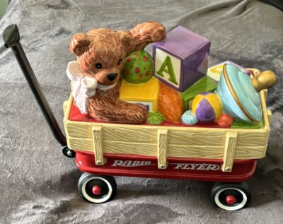 Enesco Radio Flyer Cookie Jar Porcelain Toys Blocks 13  Long 2000 Vintage
