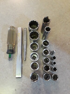 Lot of 21 Assorted Craftsman Sockets Chisel,Punch and Driver