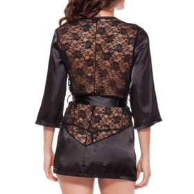 Sexy Women Lingerie Satin Dress Sleepwear Kimono Lace Underwear Nightgown Robe