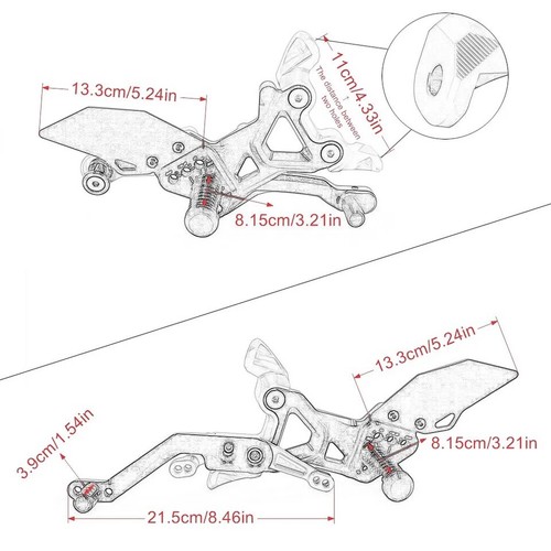 Reposapiés ajustables para BMW M1000RR S1000RR reposapiés clavijas engranaje de freno 2019-2024 - Imagen 15 de 16
