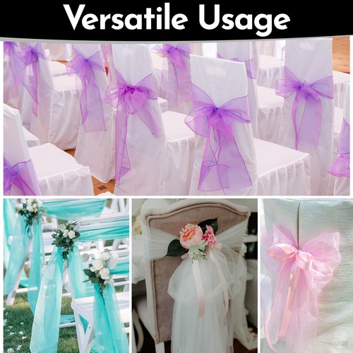 Silla de organza de boda fajas ancho lazo completo para decoración de fiesta 1x-100x - Imagen 196 de 391