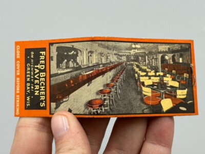 1940s GREEN BAY Wisconsin BAR Becher's TAVERN Full Matchbook Vintage Advertising
