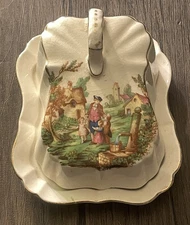 Vintage Landcaster & Sandland Ware Butter Dish Cheese Keeper Hanley England