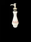 Vintage Jergens Lotion Pump Genie Bottle White Milk Glass Rose Accent 1950’s