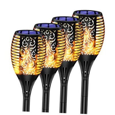 4 Pack, Flickering Flame Solar Garden Lights, Waterproof, 100 LED Solar