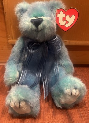 Ty Beanie Baby Attic Trasures Azure Blue Bear Stuffed Animal Plush