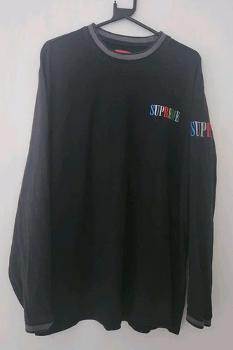 SS20 Supreme Multi Color Logo l/S top black tee long sleeve T shirt L large