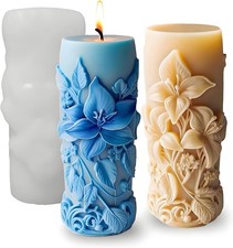 Elegant Lily Embossed Candle Molds for Candle Making, 3D Flower Silicone Mold...